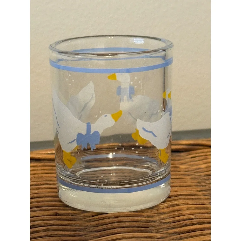 Vintage Country Goose Tea Light Candle Holder Glass Blue Country Kitchen Decor
